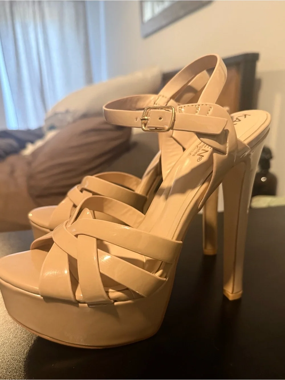 Nude patent platform heels Brand new!